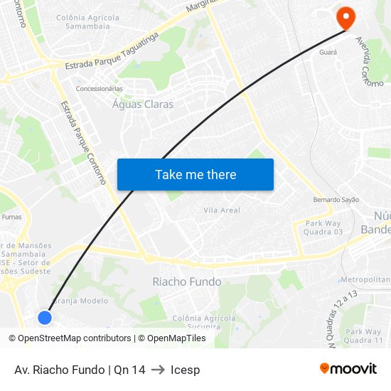 Av. Riacho Fundo | Qn 14 to Icesp map