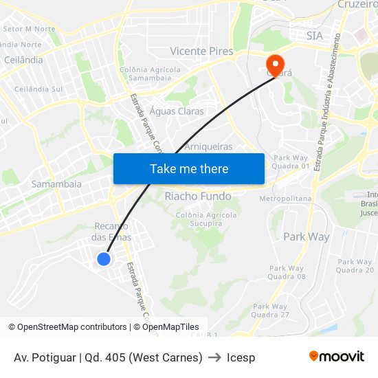 Av. Potiguar | Qd. 405 (West Carnes) to Icesp map