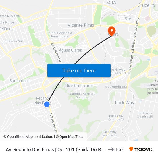 Av. Recanto Das Emas | Qd. 201 (Saída Do Recanto) to Icesp map