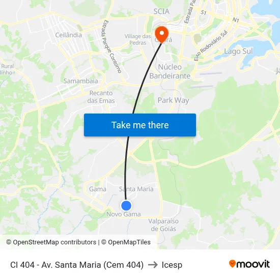 Cl 404 - Av. Santa Maria (Cem 404) to Icesp map