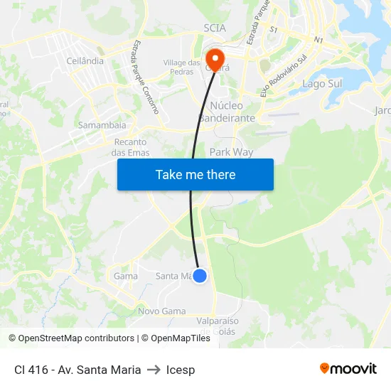 Cl 416 - Av. Santa Maria to Icesp map