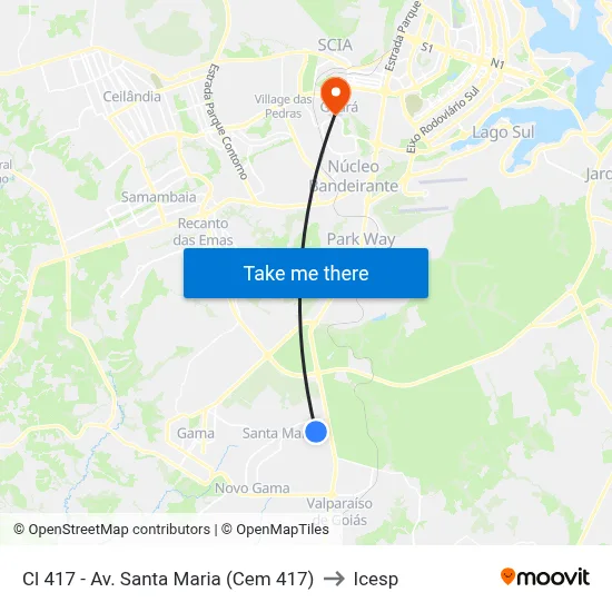 Cl 417 - Av. Santa Maria (Cem 417) to Icesp map