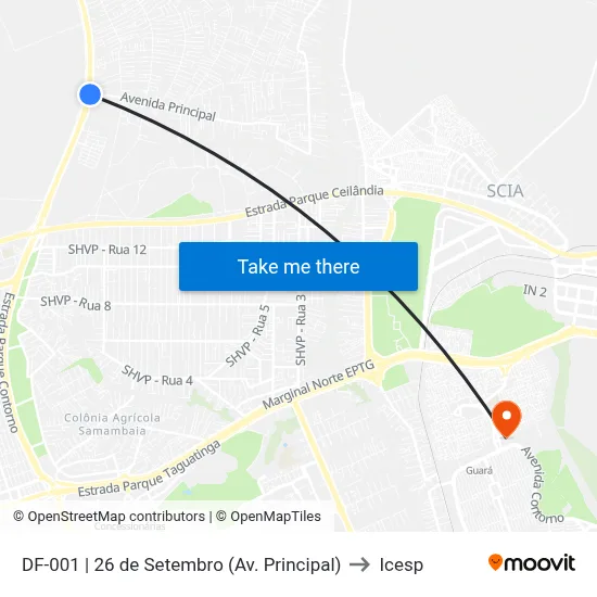 DF-001 | 26 de Setembro (Av. Principal) to Icesp map