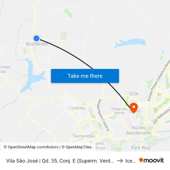 Vila São José | Qd. 35, Conj. E (Superm. Verdi Bairro) to Icesp map