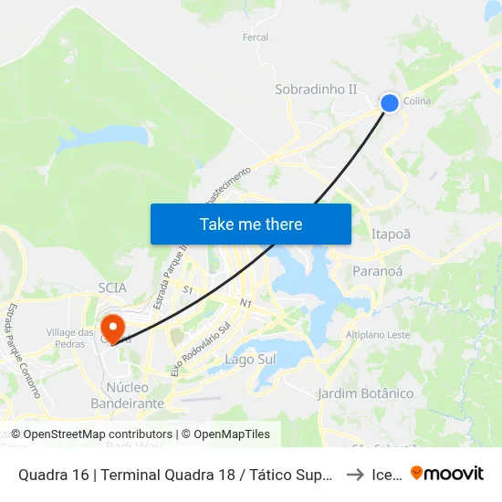 Quadra 16 | Terminal Quadra 18 / Tático Supermercado to Icesp map