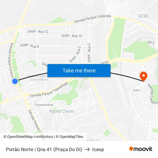Pistão Norte | Qna 41 (Praça Do Di) to Icesp map