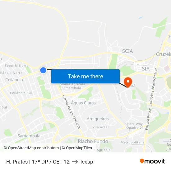 H. Prates | 17ª DP / CEF 12 to Icesp map