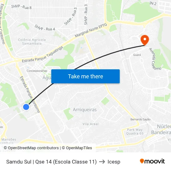 Samdu Sul | Qse 14 (Escola Classe 11) to Icesp map