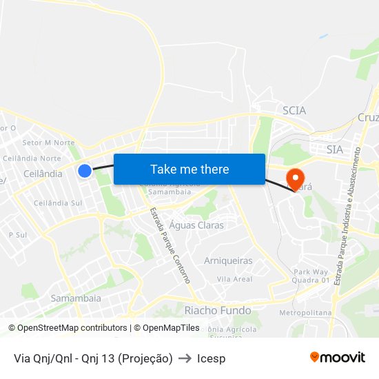 Via Qnj/Qnl - Qnj 13 (Projeção) to Icesp map