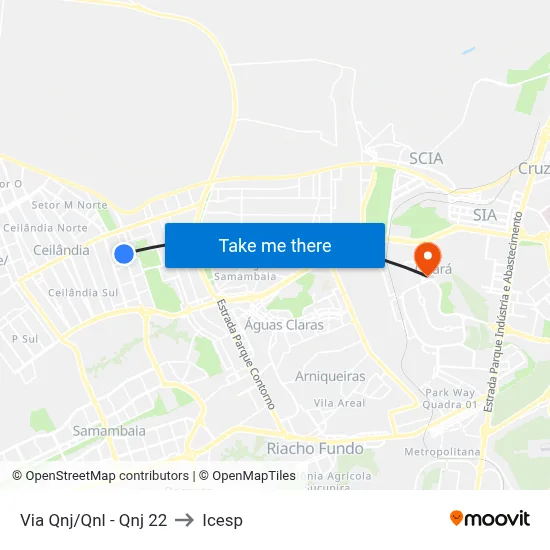 Via Qnj/Qnl - Qnj 22 to Icesp map