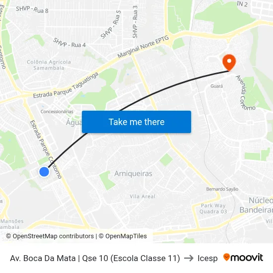 Av. Boca Da Mata | Qse 10 (Escola Classe 11) to Icesp map