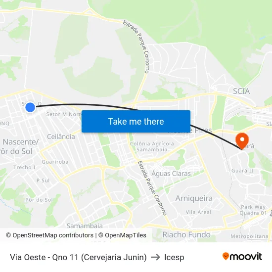 Via Oeste - Qno 11 (Cervejaria Junin) to Icesp map