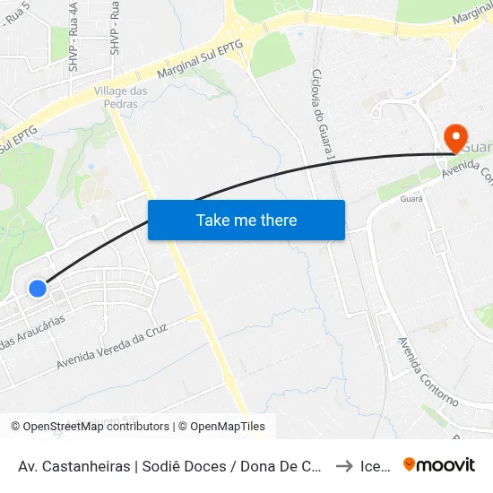 Av. Castanheiras | Sodiê Doces / Dona De Casa to Icesp map