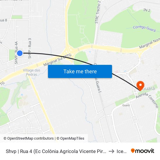 Shvp | Rua 4 (Ec Colônia Agrícola Vicente Pires) to Icesp map