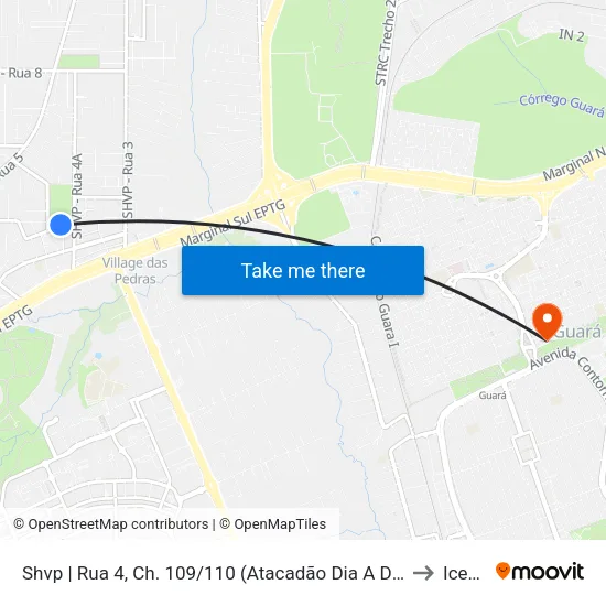 Shvp | Rua 4, Ch. 109/110 (Atacadão Dia A Dia) to Icesp map