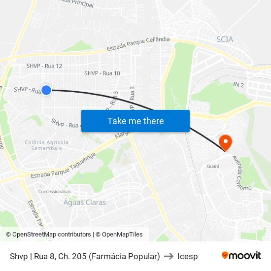 Shvp | Rua 8, Ch. 205 (Farmácia Popular) to Icesp map