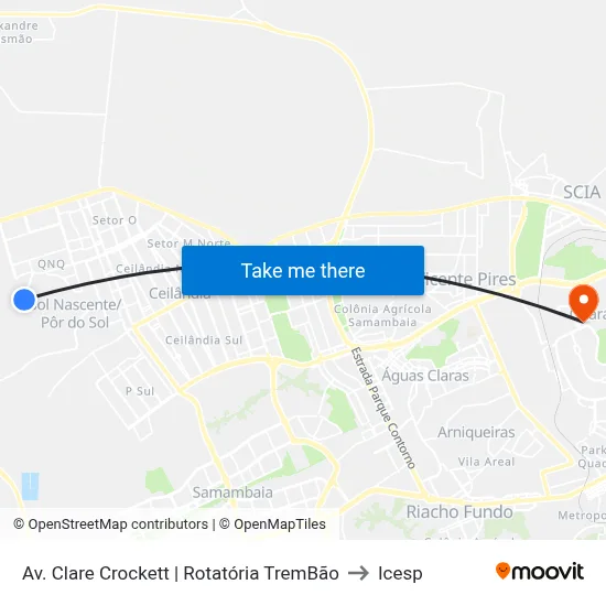 Av. Clare Crockett | Rotatória TremBão to Icesp map