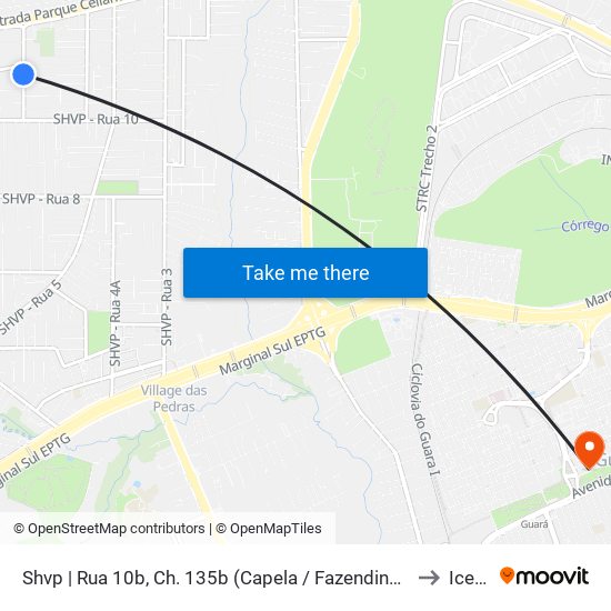 Shvp | Rua 10b, Ch. 135b (Capela / Fazendinha Bsb) to Icesp map