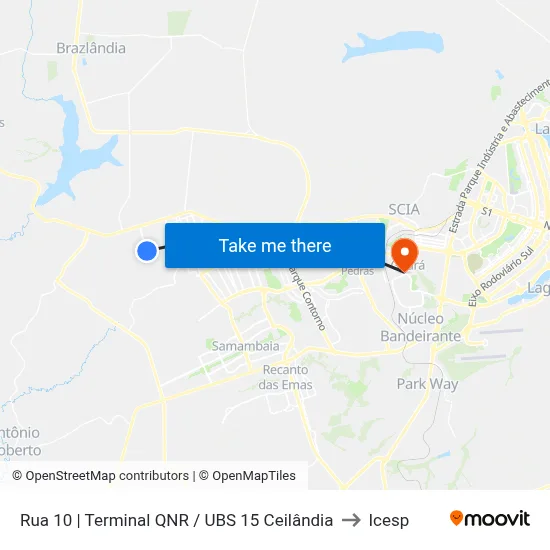 Rua 10 | Terminal QNR / UBS 15 Ceilândia to Icesp map