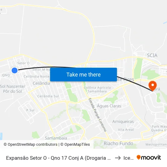 Expansão Setor O - Qno 17 Conj A (Drogaria Messias) to Icesp map