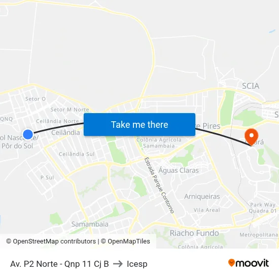 Av. P2 Norte - Qnp 11 Cj B to Icesp map