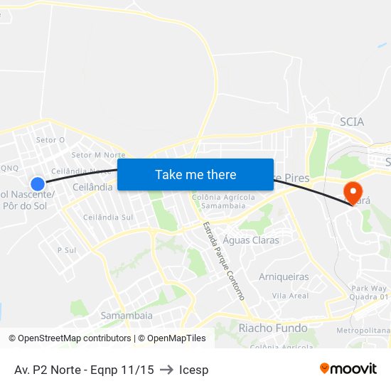 Av. P2 Norte - Eqnp 11/15 to Icesp map