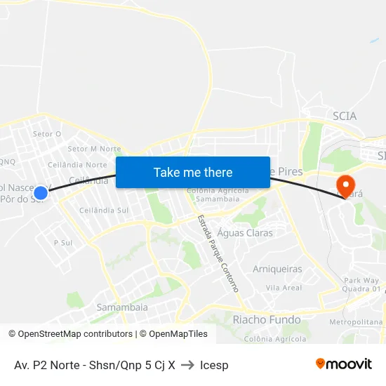 Av. P2 Norte - Shsn/Qnp 5 Cj X to Icesp map