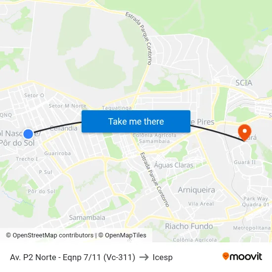 Av. P2 Norte - Eqnp 7/11 (Vc-311) to Icesp map