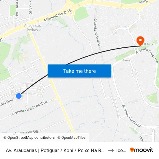 Av. Araucárias | Potiguar / Koni / Peixe Na Rede to Icesp map