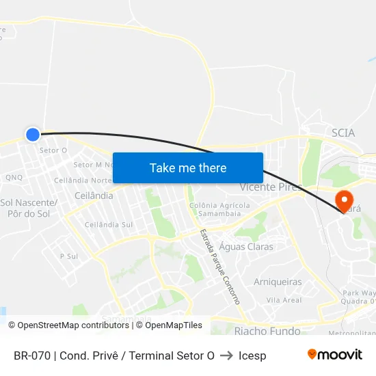 BR-070 | Cond. Privê / Terminal Setor O to Icesp map
