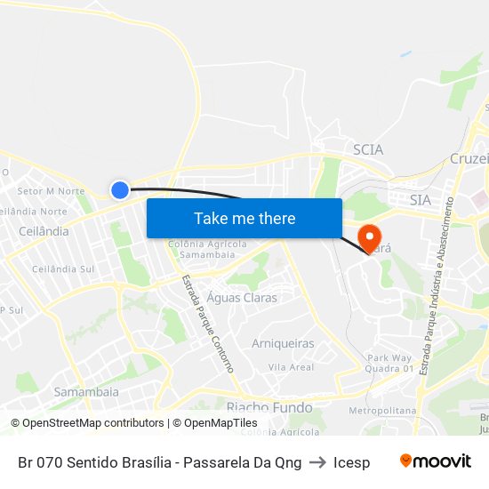 Br 070 Sentido Brasília - Passarela Da Qng to Icesp map