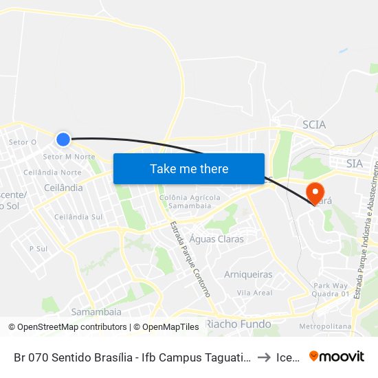 Br 070 Sentido Brasília - Ifb Campus Taguatinga to Icesp map