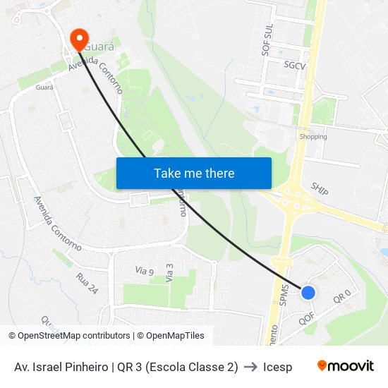 Av. Israel Pinheiro | QR 3 (Escola Classe 2) to Icesp map