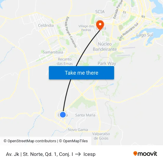 Av. Jk | St. Norte, Qd. 1, Conj. I to Icesp map