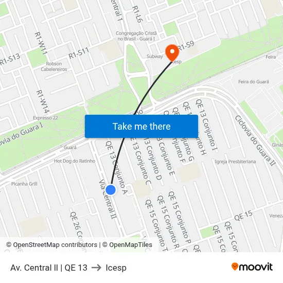 Av. Central ll | QE 13 to Icesp map