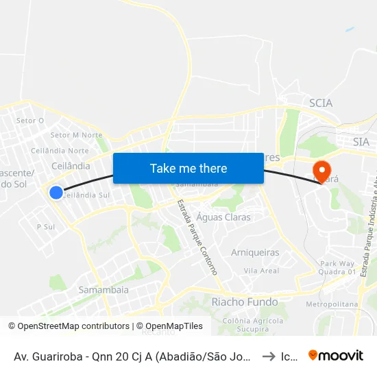 Av. Guariroba - Qnn 20 Cj A (Abadião/São João Do Cerrado) to Icesp map