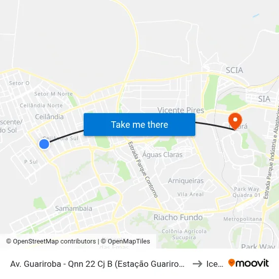 Av. Guariroba - Qnn 22 Cj B (Estação Guariroba/Ec 59) to Icesp map