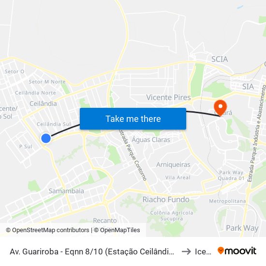 Av. Guariroba - Eqnn 8/10 (Estação Ceilândia Sul) to Icesp map