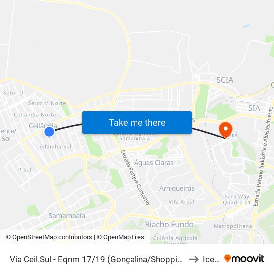 Via Ceil.Sul - Eqnm 17/19 (Gonçalina/Shopping Popular) to Icesp map