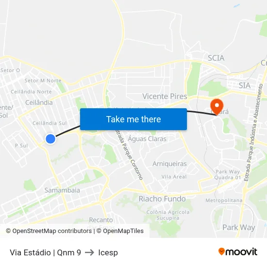 Via Estádio | Qnm 9 to Icesp map