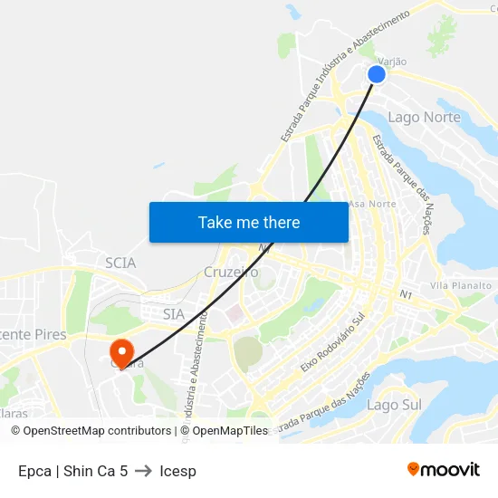 DF-006 | CA 5 (Colégio do Sol) to Icesp map