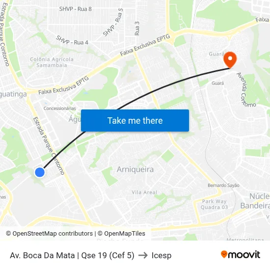 Av. Boca Da Mata | Qse 19 (Cef 5) to Icesp map