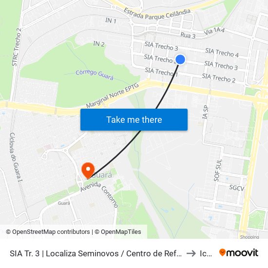 SIA Tr. 3 | Localiza Seminovos / Centro de Ref. do Trabalhador to Icesp map