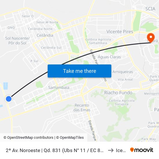 2ª Av. Noroeste | Qd. 831 (Ubs N° 11 / EC 831) to Icesp map