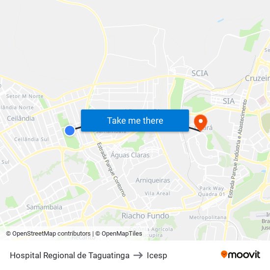 Hospital Regional de Taguatinga to Icesp map