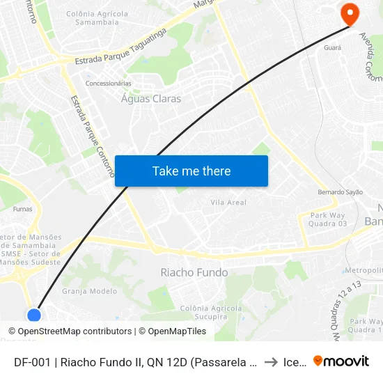 DF-001 | Riacho Fundo II, QN 12D (Passarela da Unire) to Icesp map