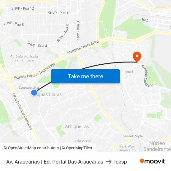 Av. Araucárias | Ed. Portal Das Araucárias to Icesp map