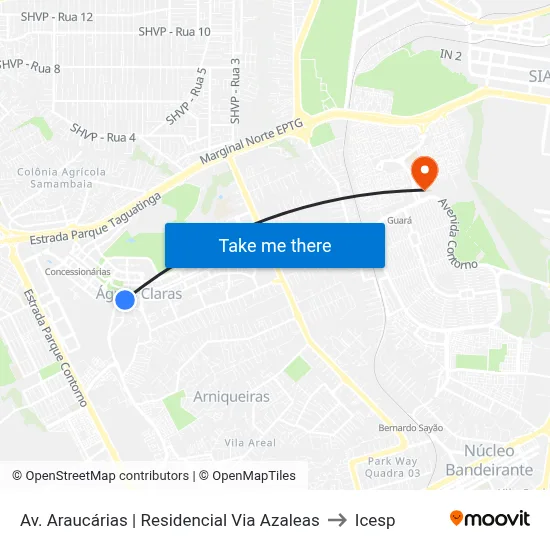 Av. Araucárias | Residencial Via Azaleas to Icesp map