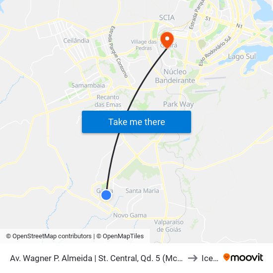 Av. Wagner P. Almeida | St. Central, Qd. 5 (Mcdonald'S) to Icesp map