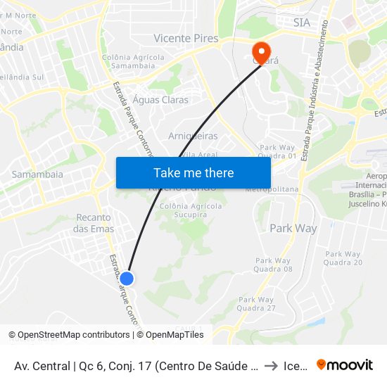 Av. Central | Qc 6, Conj. 17 (Centro De Saúde N° 4) to Icesp map